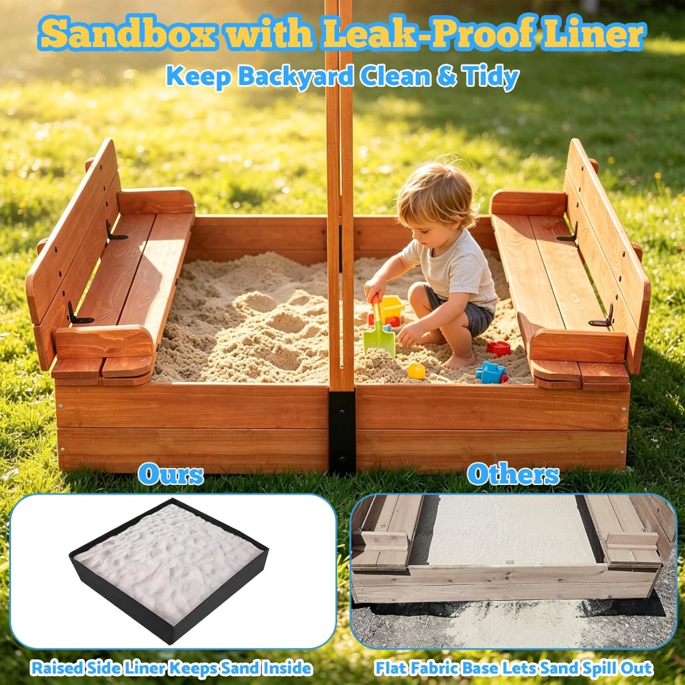 Kids Outdoor Bench - 미국 배송 나무 어린이 모래놀이터 (뚜껑