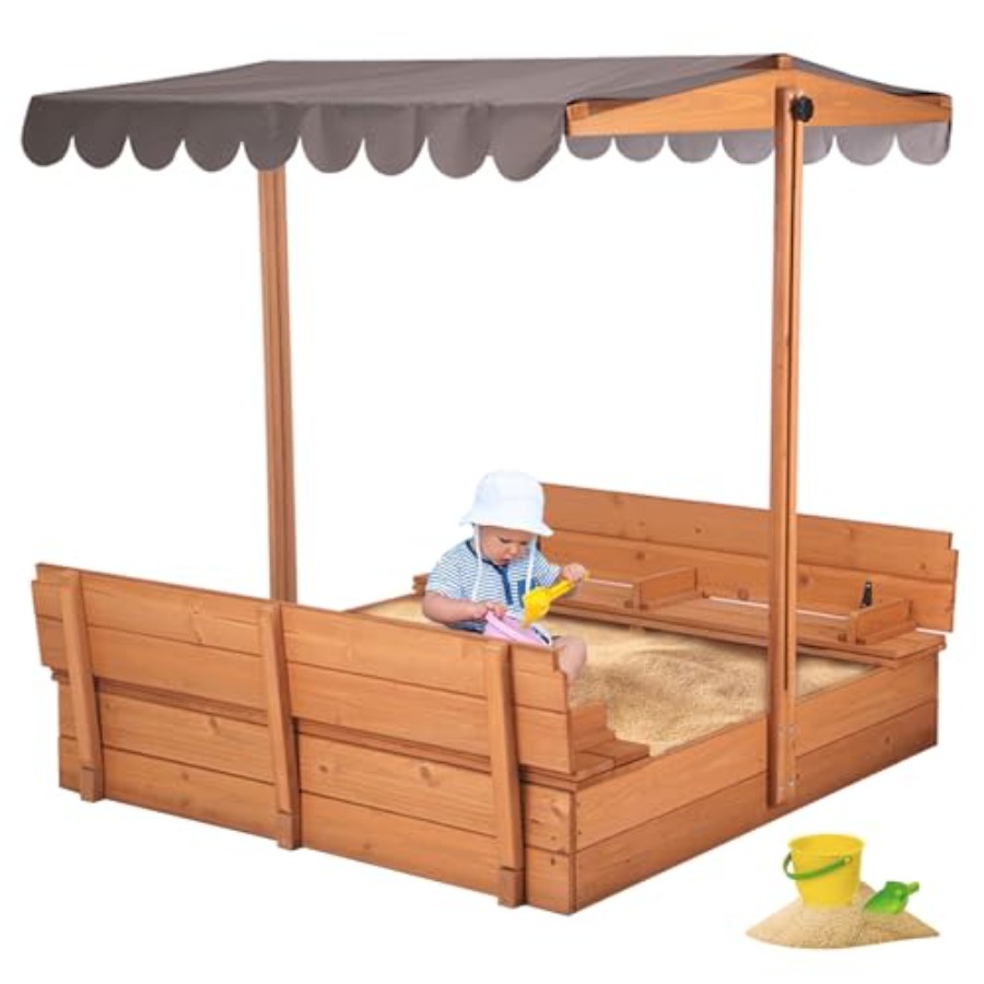 Kids Outdoor Bench - 4~8세 어린이용 야외 모래놀이 테이블: 갈색