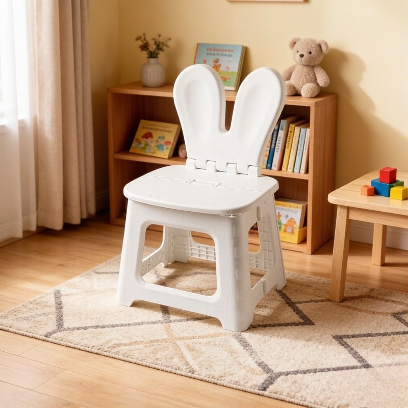 Kids Outdoor Chair Plastic - 2PCS 두꺼운 토끼 만화 접이식 의자,