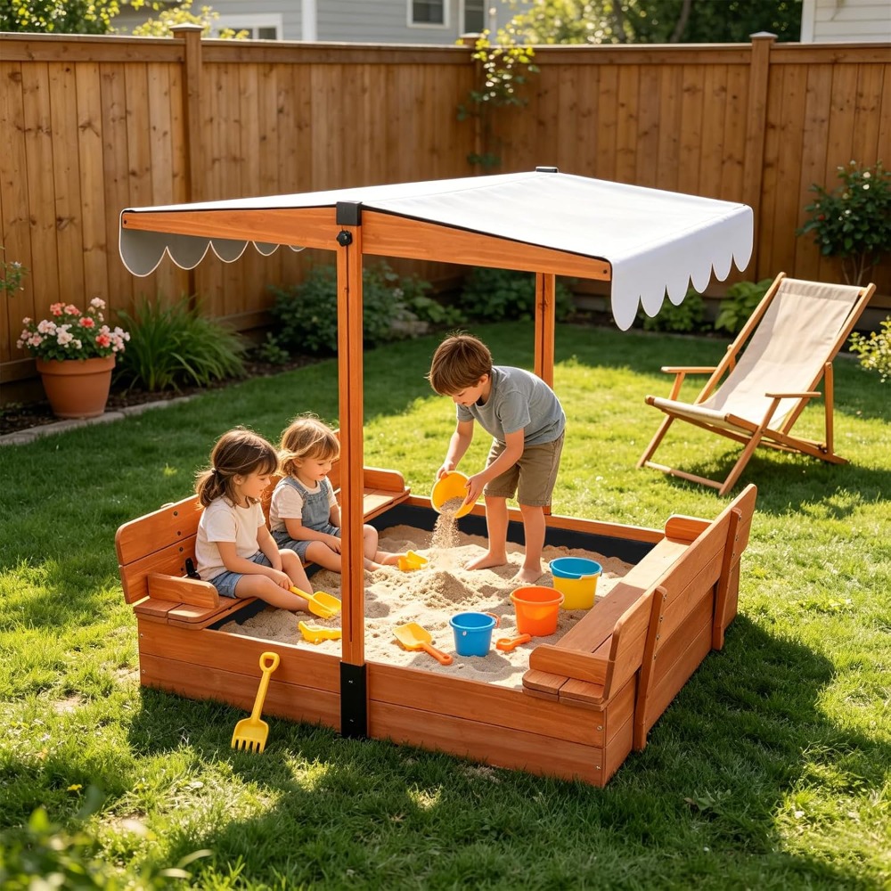 미국 배송 나무 어린이 모래놀이터 (뚜껑 및 캐노피 포 - Kids Outdoor Bench 리뷰 및 가격