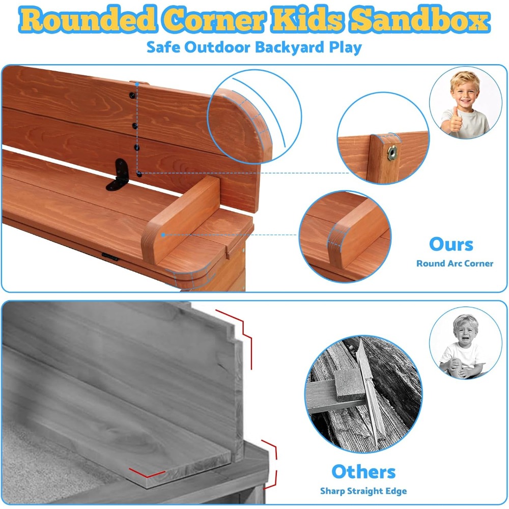 미국 배송 나무 어린이 모래놀이터 (뚜껑 및 캐노피 포 - Kids Outdoor Bench 리뷰 및 가격