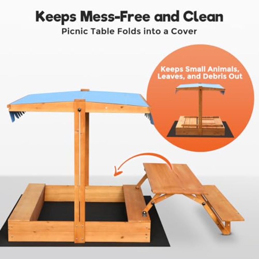 뒷마당 야외용 어린이 나무 모래놀이터, 피크닉 테이블  - Kids Outdoor Bench 리뷰 및 가격