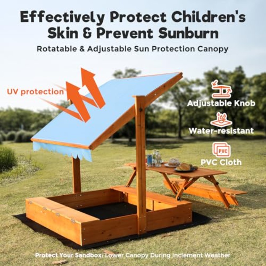 뒷마당 야외용 어린이 나무 모래놀이터, 피크닉 테이블  - Kids Outdoor Bench 리뷰 및 가격
