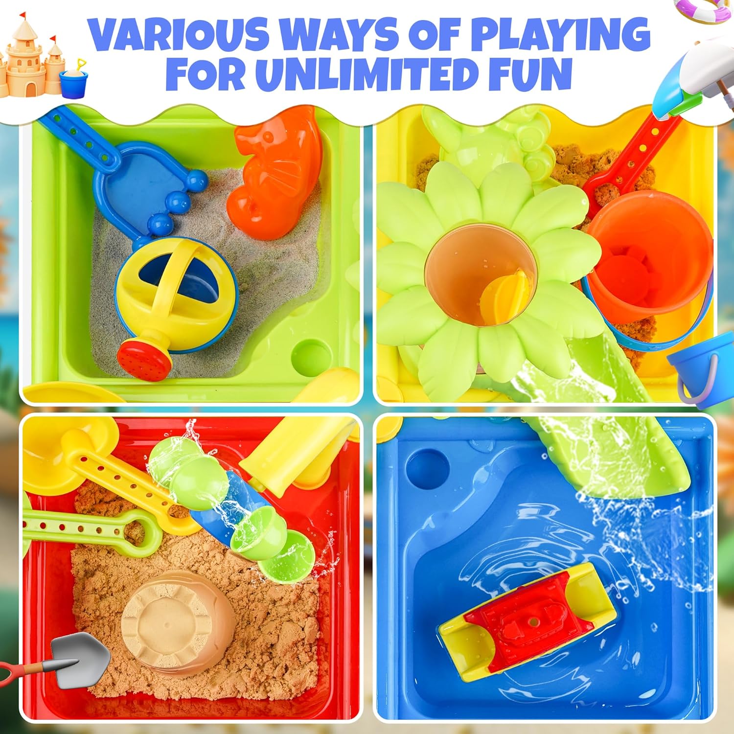 유아를위한 25 Pcs 여름 물 테이블 4 In 1 어 - Kids Outdoor Pool 리뷰 및 가격