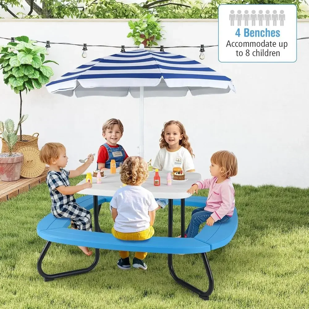 8인용 어린이 피크닉 테이블(우산 포함), 유아용 활동 - Kids Outdoor Bench 리뷰 및 가격