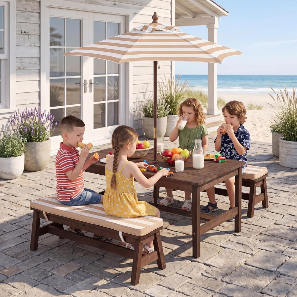 어린이 피크닉 테이블, 대형 42인치 x 23인치 테이 - Kids Outdoor Bench 리뷰 및 가격