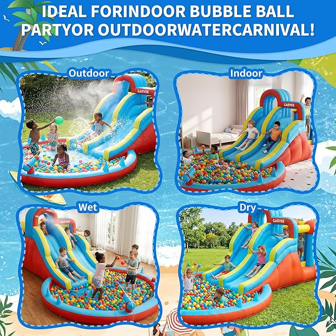 올시즌 8-in-1 풍선형 워터파크 – 더블 슬라이드, - Kids Outdoor Pool 리뷰 및 가격