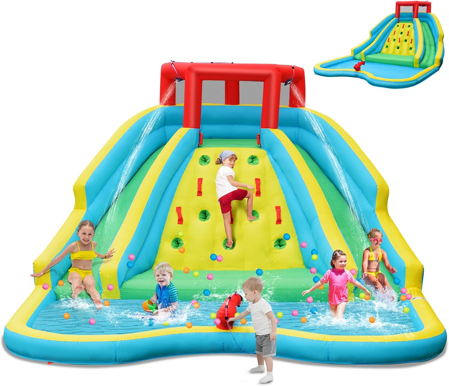 어린이용 대형 에어바운스 워터슬라이드, 2개의 긴 슬라 - Kids Outdoor Pool 리뷰 및 가격