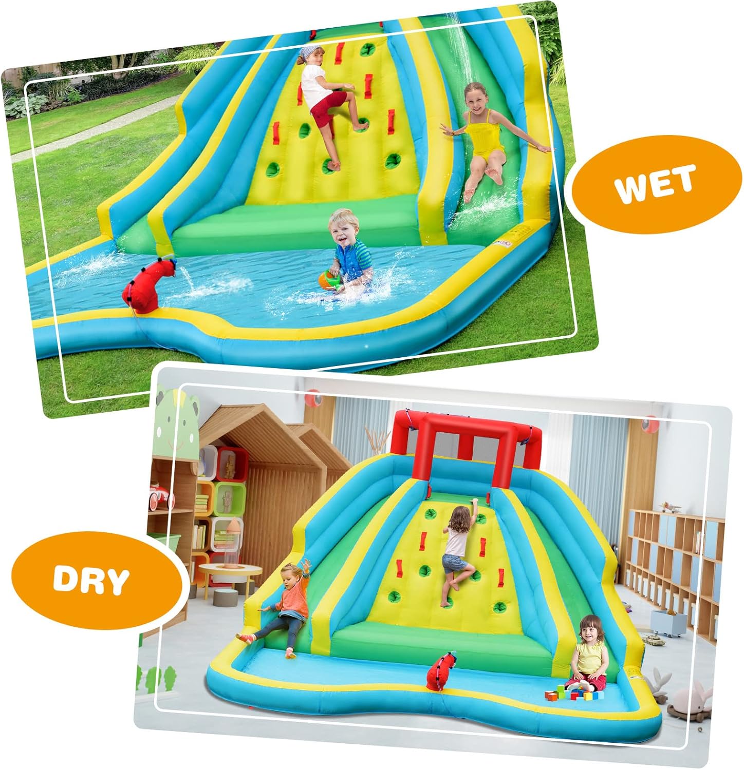 어린이용 대형 에어바운스 워터슬라이드, 2개의 긴 슬라 - Kids Outdoor Pool 리뷰 및 가격