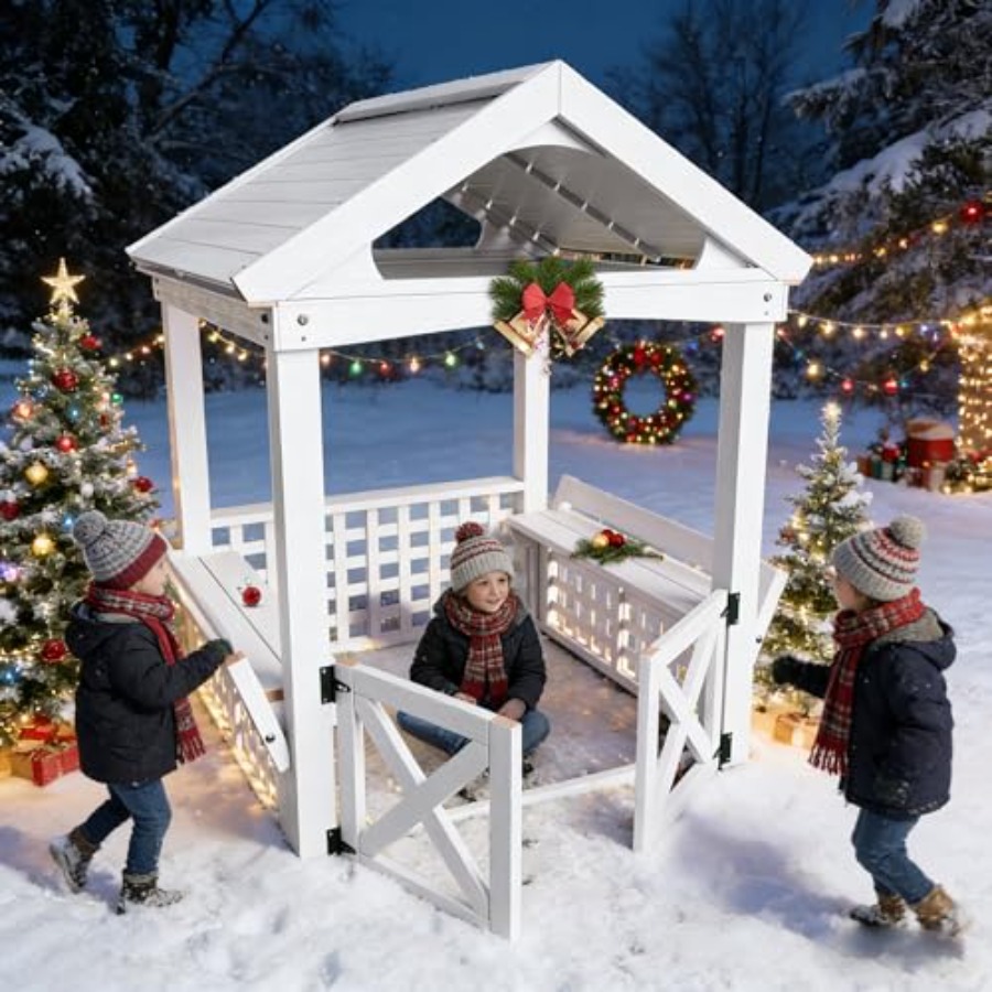 야외용 어린이 목재 놀이집 (2~8세용), 방수 흰색  - Kids Outdoor Bench 리뷰 및 가격