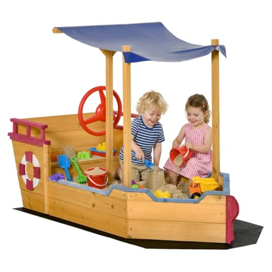 야외용 나무 어린이 모래놀이터, 선박 모양의 오렌지색  - Kids Outdoor Bench 리뷰 및 가격