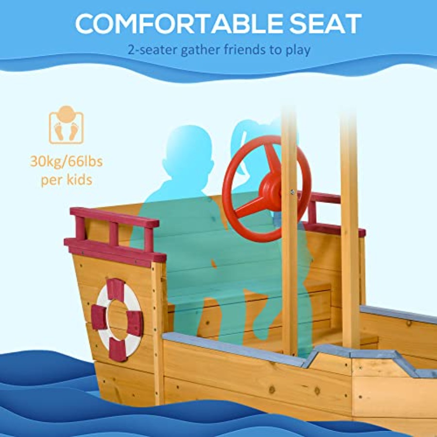 야외용 나무 어린이 모래놀이터, 선박 모양의 오렌지색  - Kids Outdoor Bench 리뷰 및 가격